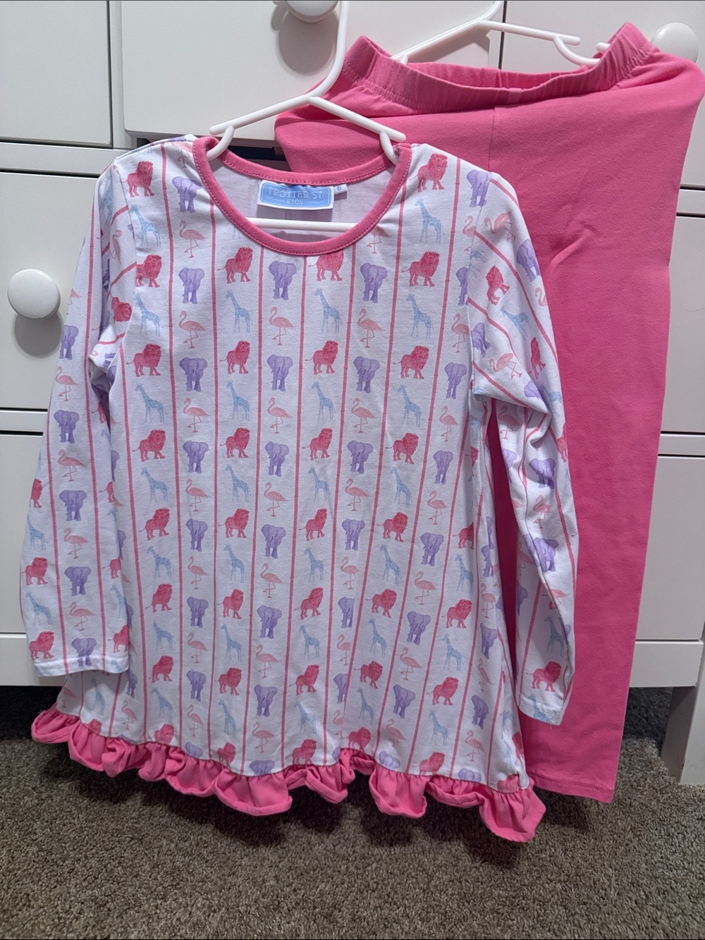 Trotters Street Kids Pink & White Animal-Print Girls set